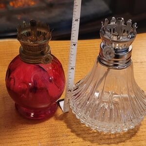 Lamplight Farms Clear Glass Mini Oil Kerosene Light no top + Hong Kong pink lamp